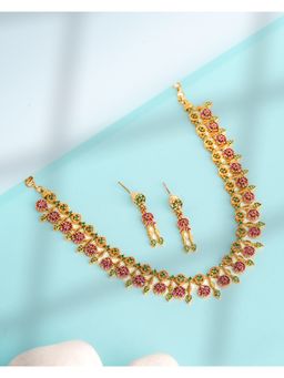 Vosgi - Regal Emerald And Gold Heritage Jewellery Set