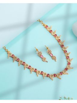 Vosgi - Nature-Inspired Leaf Pink Jewellery Set