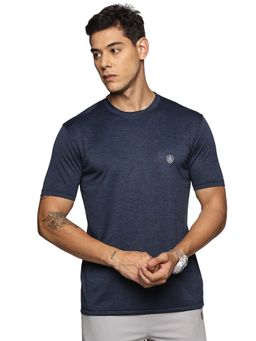 DOMIN8 - Men Regular Fit Round Neck Half Sleeve T-Shirt with Logo At Chest