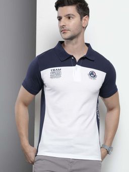 The Indian Garage Co - Men Slim Fit Solid White Polo Collar T-Shirt