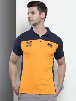 The Indian Garage Co - Men Slim Fit Solid Yellow Polo Collar T-Shirt