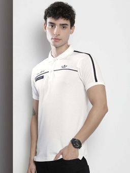 The Indian Garage Co - Men Slim Fit Solid White Polo Collar T-Shirt