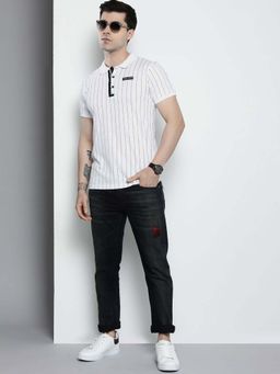 The Indian Garage Co - Men Slim Fit Striped Polo Collar T-Shirt