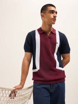 The Bear House - Men's Multi-Colour Slim Fit Colorblock Casual Polo T-Shirt