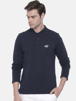 The Indian Garage Co - Men Slim Fit Solid Navy Blue T-Shirt