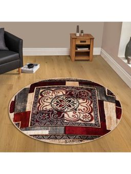 OBSESSIONS - Polypropylene Heat Set Neo Classical Carpet, Light Beige & Rust