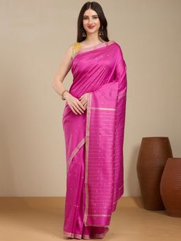 Vervee Couture - Pink Silk Blend Woven Zari Saree with Unstitched Blouse
