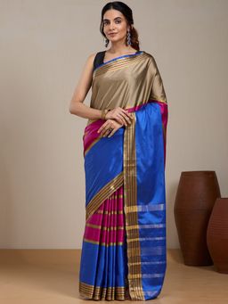 Vervee Couture - Multi-Color Silk Blend Saree with Unstitched Blouse