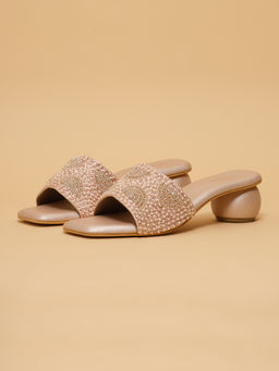 ERIDANI - Esha Embroidered Heels Rose Gold