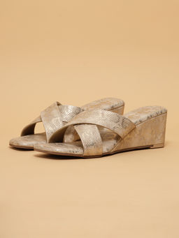 ERIDANI - Joan Criss-Cross Textured Wedges Gold