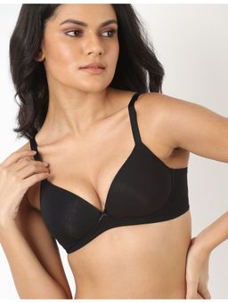 Marks & Spencer - Cotton Mix Plain Plunge Neck T-shirt Bra - Black