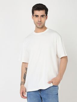 R&B - Ivory Cotton Crew Neck Solid Men T-Shirt