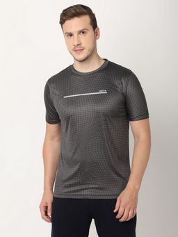 R&B - Grey Polyester Regular Fit Crew Neck Printed MenT-Shirt