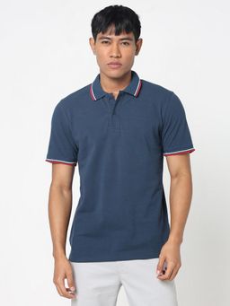 R&B - Navy Blue Polycotton Solid Men Polo T-Shirt
