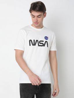 R&B - White Cotton Typography Men T-Shirt