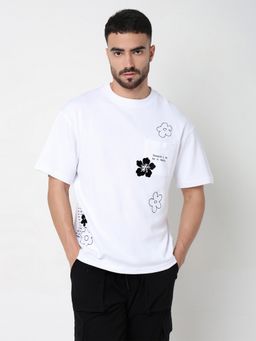R&B - White Floral Casual Men T-Shirt