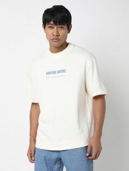 R&B - Ivory Cotton Typographic Print Men T-Shirt
