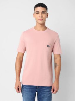 R&B - Pink Textured Casual Men T-Shirt