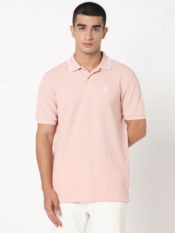 R&B - Coral Cotton Collar Neck Solid Men Polo T-Shirt