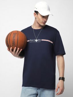 R&B - Navy Blue Typography Men Casual T-Shirt