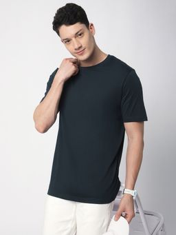 R&B - Cotton Crew Neck Solid Short Sleeve Green Men T-Shirt