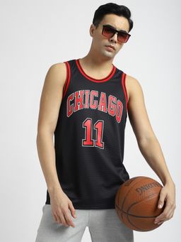 R&B - Black Polyeste Round Neck Typography Print Men T-Shirt