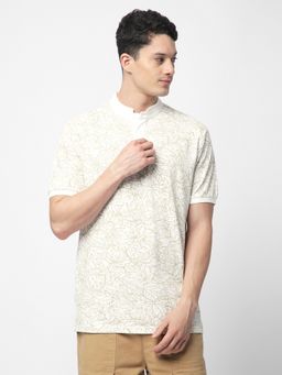 R&B - Off-White Floral Casual Men T-Shirt