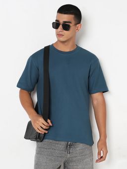 R&B - Teal Textured Casual Men T-Shirt