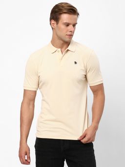 R&B - Beige Cotton Slim Fit Short Sleeve Beige Men Polo T-Shirt