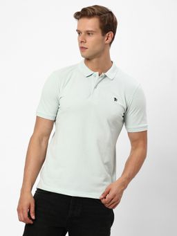 R&B - Blue Solid Casual Men Polo-T-Shirt