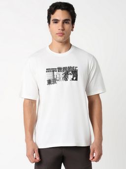 R&B - White Graphic Casual Men T-Shirt