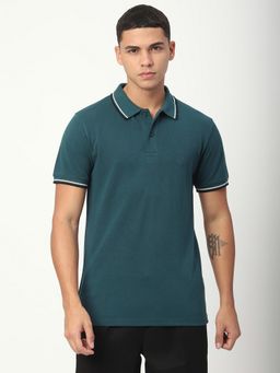 R&B - Teal Solid Casual Men Polo-T-Shirt