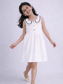 Purple United Kids - Girls Solid Dress-White