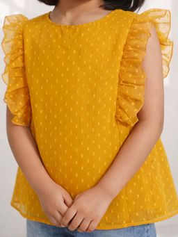 Purple United Kids - Girls Solid Top-Mustard