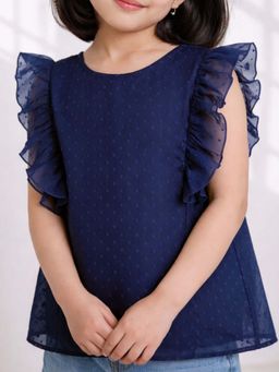 Purple United Kids - Girls Solid Top-Navy Blue