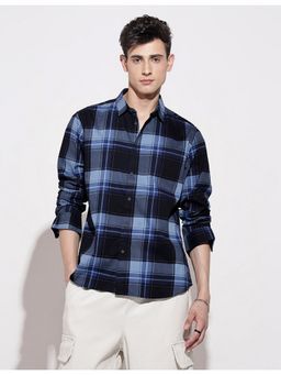 SHOWOFF - Men Checked Navy Blue Regular Fit Shirt