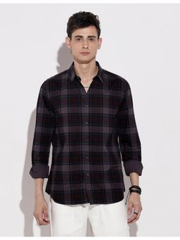SHOWOFF - Men Checked Navy Blue Regular Fit Shirt
