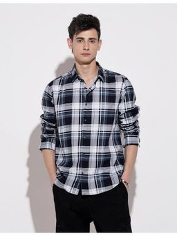 SHOWOFF - Men Checked Navy Blue Regular Fit Shirt