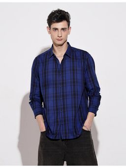 SHOWOFF - Men Checked Blue Regular Fit Shirt
