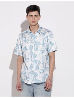 SHOWOFF - Men Abstract White Regular Fit Shirt