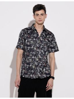 SHOWOFF - Men Abstract Black Regular Fit Shirt