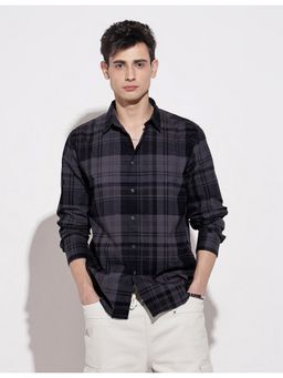 SHOWOFF - Men Checked Navy Blue Regular Fit Shirt