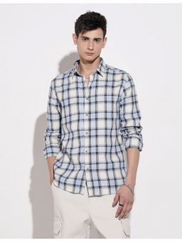 SHOWOFF - Men Checked Blue Regular Fit Shirt