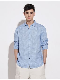 SHOWOFF - Men Checked Blue Regular Fit Shirt