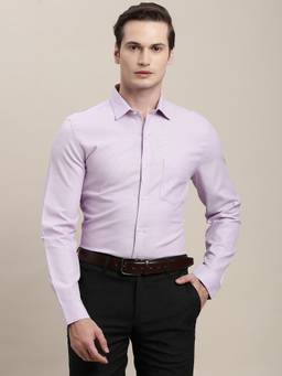 Turtle - Men Pure Cotton Slim Fit Self Design Mauve Formal Shirt