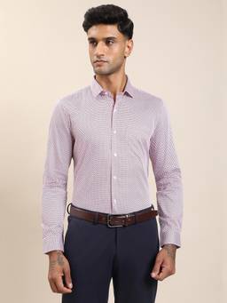 Turtle - Men Pure Cotton Slim Fit Printed Pink Formal Shirt
