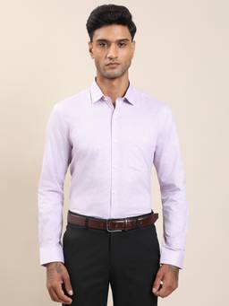 Turtle - Men Giza Cotton Slim Fit Checkered Light Mauve Formal Shirt