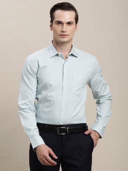 Turtle - Men Pure Cotton Slim Fit Self Design Blue Formal Shirt