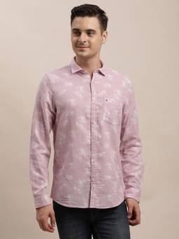 Turtle - Men Pure Cotton Regular Printed Pink Casual Shirt