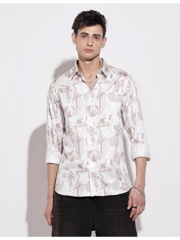SHOWOFF - Men Abstract White Regular Fit Shirt